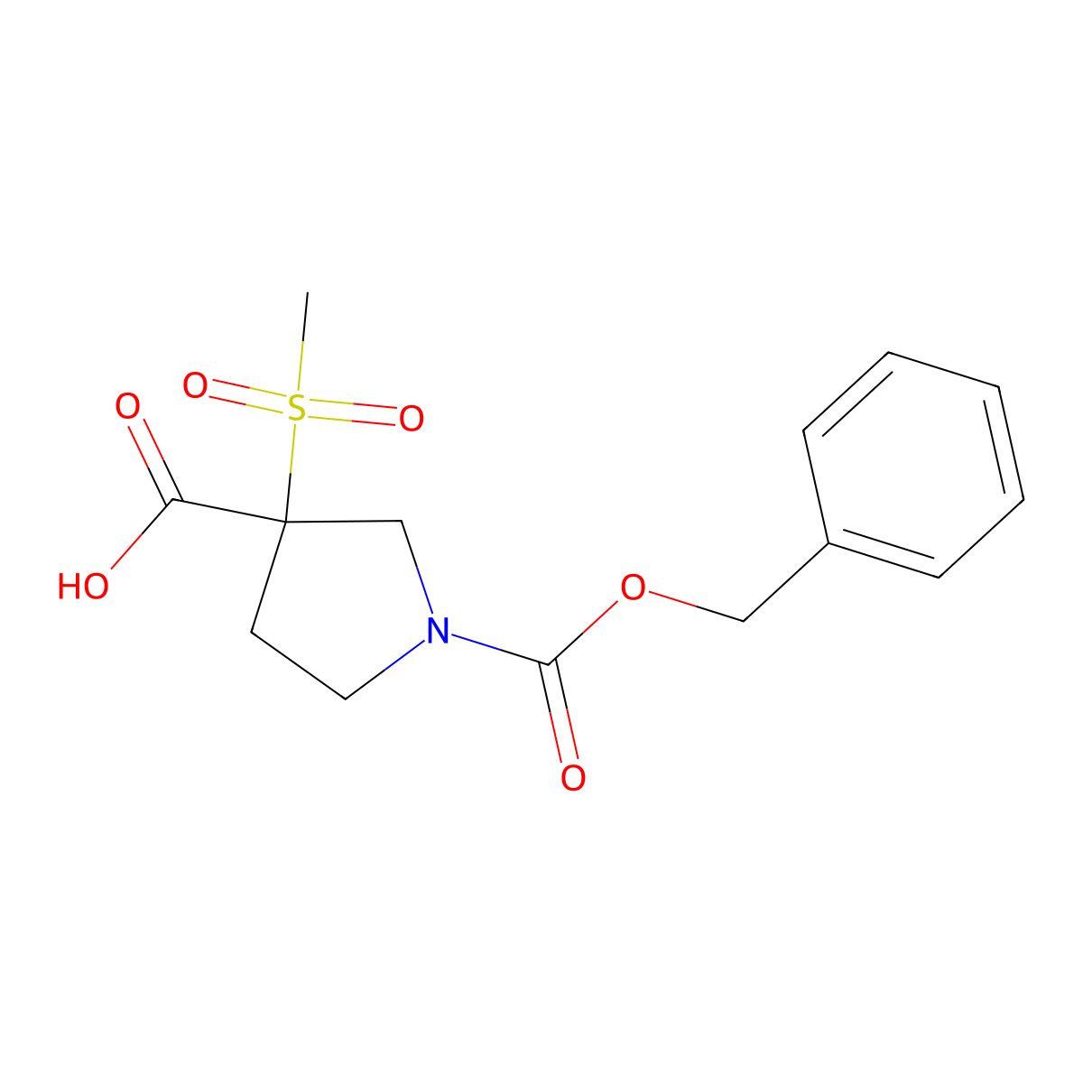 1-[(Benzyloxy)carbonyl]-3-methanesulfonylpyrrolidine-3-carboxylic acid molecular structure, CAS 2757959-14-9