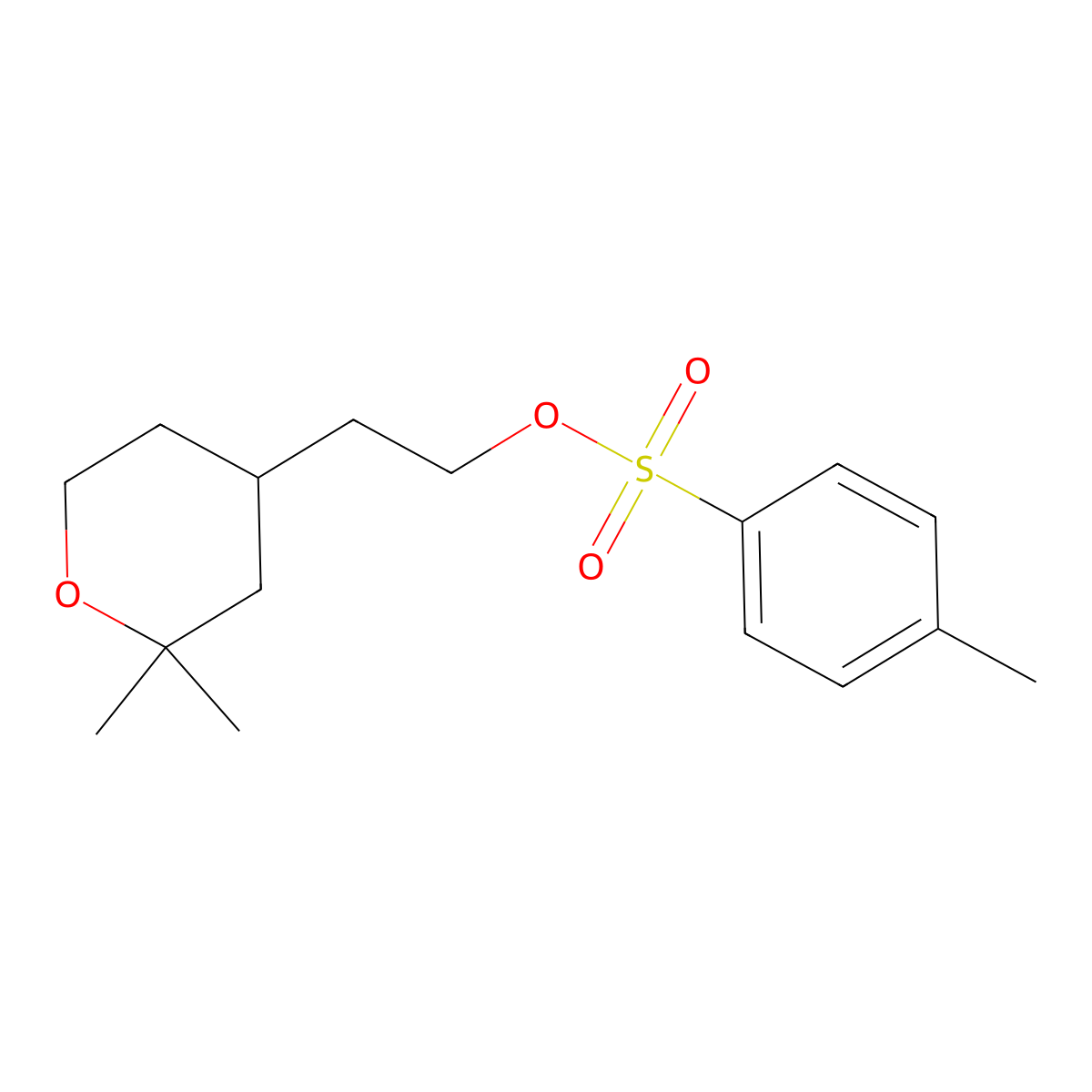 2-(2,2-Dimethyloxan-4-yl)ethyl 4-methylbenzene-1-sulfonate molecular structure, CAS 2757959-31-0