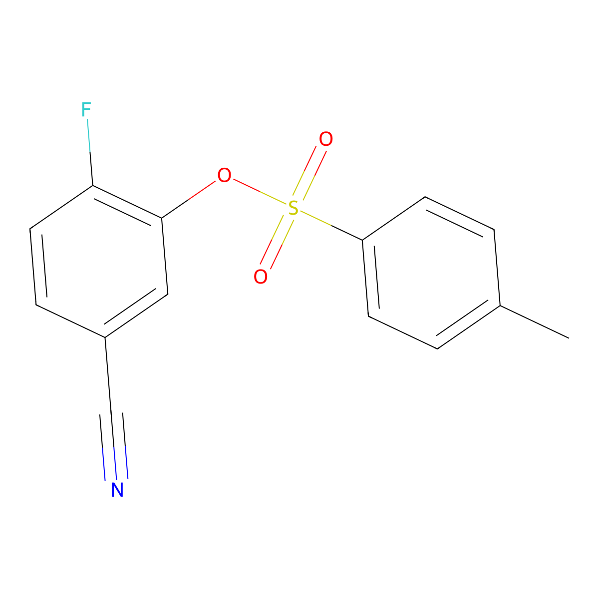 5-Cyano-2-fluorophenyl 4-methylbenzene-1-sulfonate molecular structure, CAS 2757959-38-7