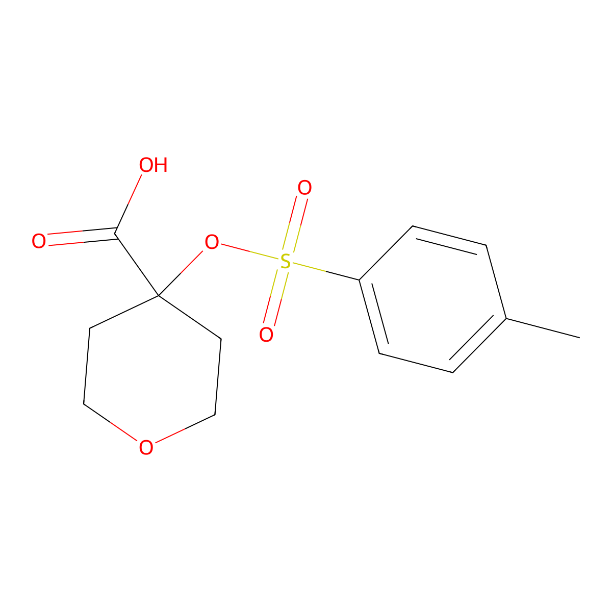 4-[(4-Methylbenzenesulfonyl)oxy]oxane-4-carboxylic acid molecular structure, CAS 2757959-40-1