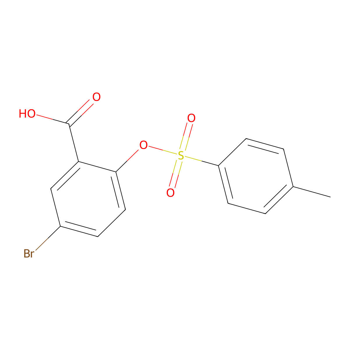 5-Bromo-2-[(4-methylbenzenesulfonyl)oxy]benzoic acid molecular structure, CAS 2757959-47-8