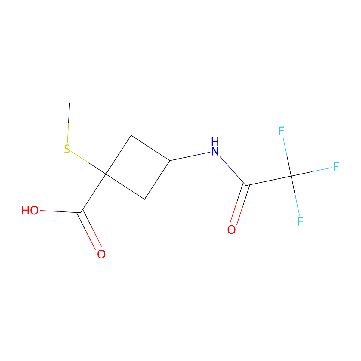 1-(Methylsulfanyl)-3-(2,2,2-trifluoroacetamido)cyclobutane-1-carboxylic acid molecular structure, CAS 2757959-53-6