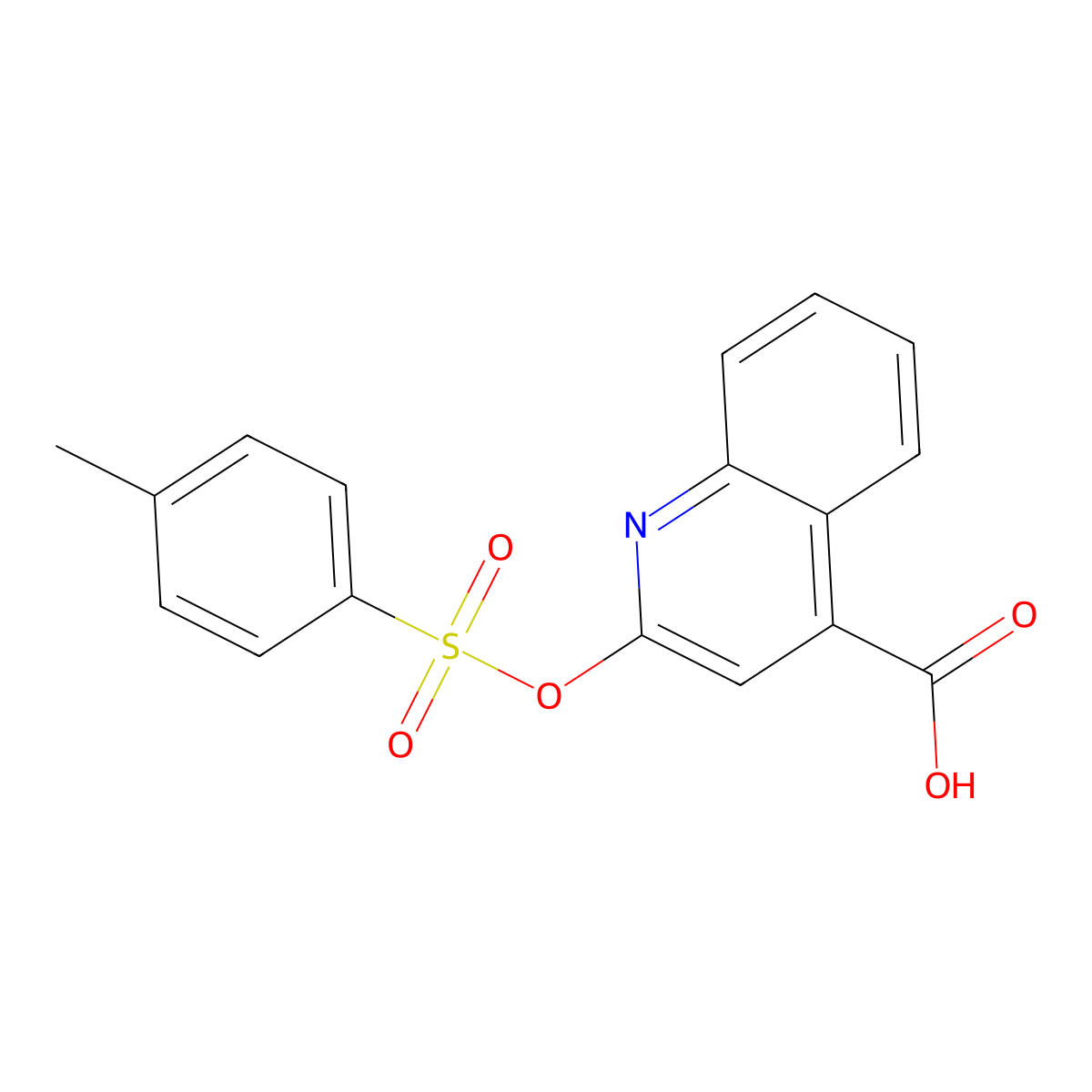 2-[(4-Methylbenzenesulfonyl)oxy]quinoline-4-carboxylic acid molecular structure, CAS 2757959-58-1