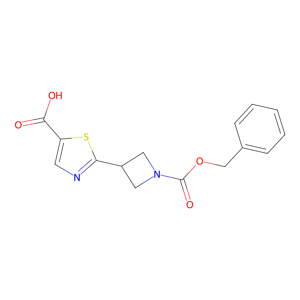 2-{1-[(Benzyloxy)carbonyl]azetidin-3-yl}-1,3-thiazole-5-carboxylic acid molecular structure, CAS 2757959-63-8