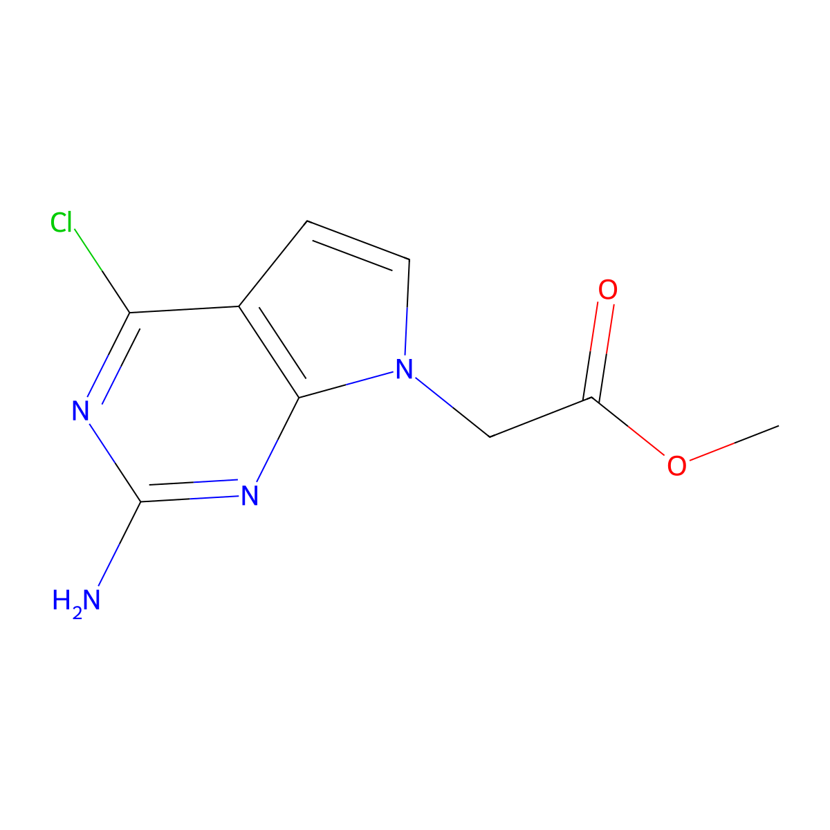 methyl 2-{2-amino-4-chloro-7H-pyrrolo[2,3-d]pyrimidin-7-yl}acetate molecular structure, CAS 2757959-68-3
