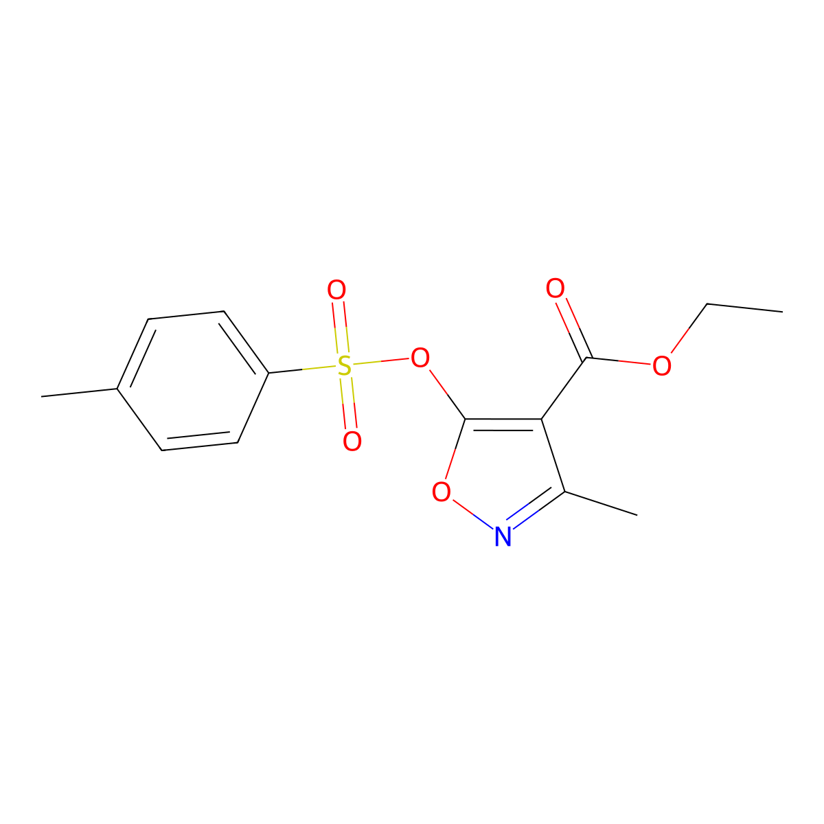 Ethyl 3-methyl-5-[(4-methylbenzenesulfonyl)oxy]-1,2-oxazole-4-carboxylate molecular structure, CAS 2757959-71-8