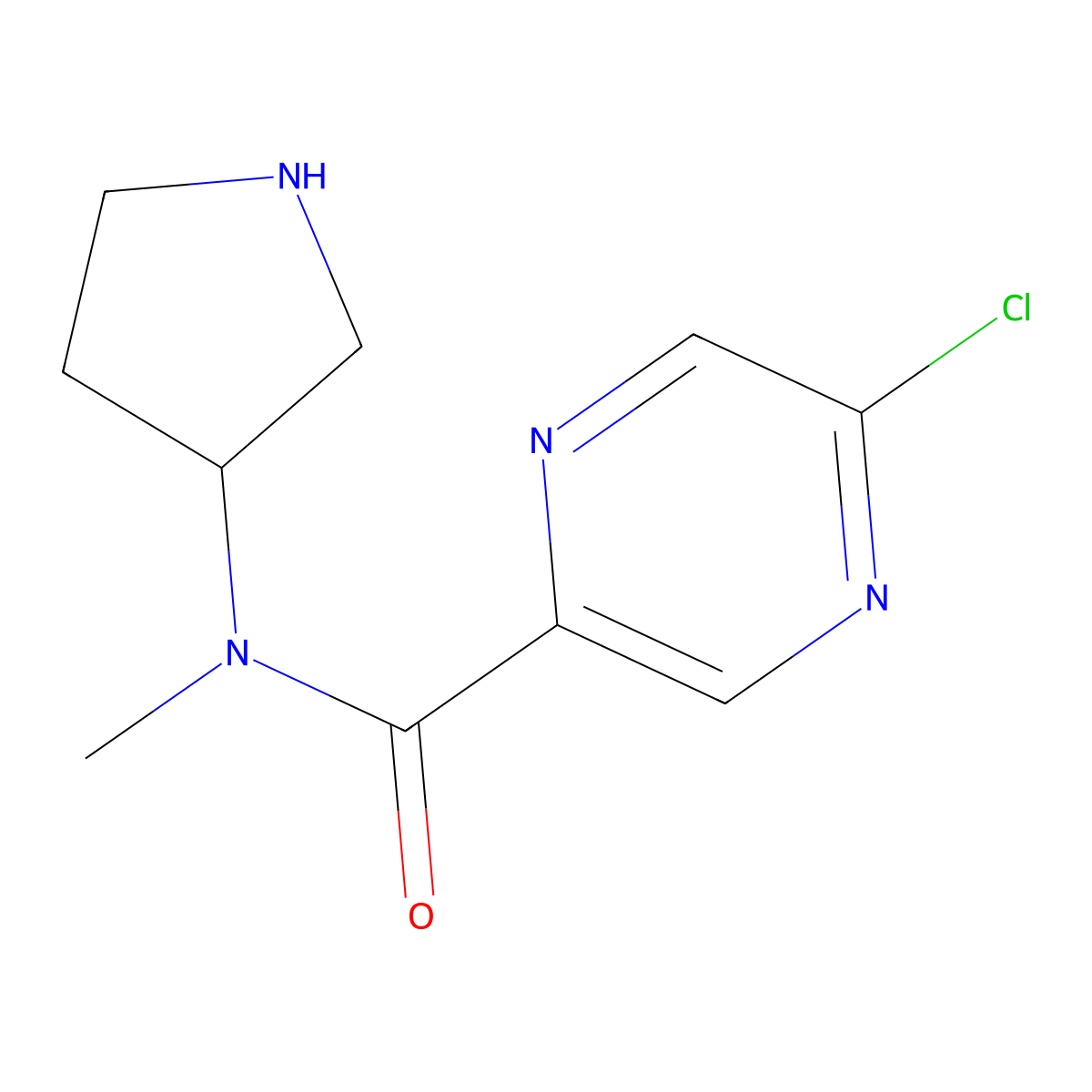 5-chloro-N-methyl-N-(pyrrolidin-3-yl)pyrazine-2-carboxamide molecular structure, CAS 2757959-82-1
