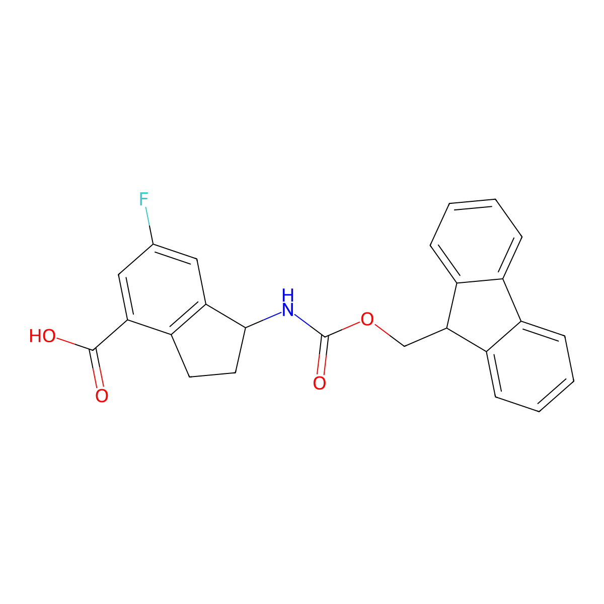 1-({[(9H-fluoren-9-yl)methoxy]carbonyl}amino)-6-fluoro-2,3-dihydro-1H-indene-4-carboxylic acid molecular structure, CAS 2757959-87-6