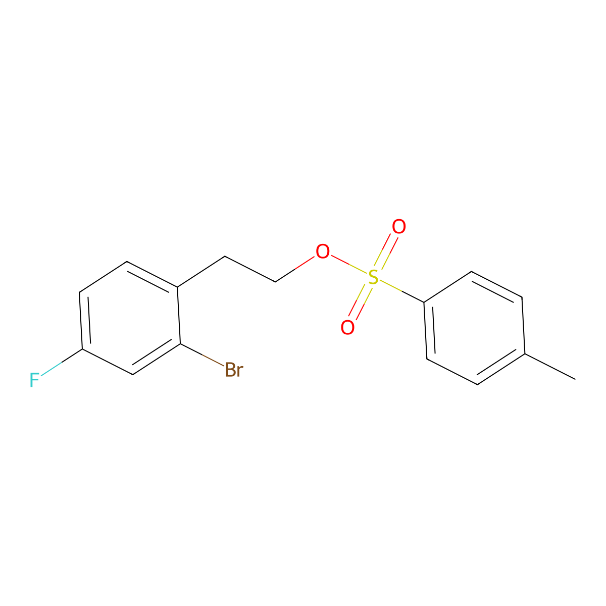 2-(2-Bromo-4-fluorophenyl)ethyl 4-methylbenzene-1-sulfonate molecular structure, CAS 2757959-88-7