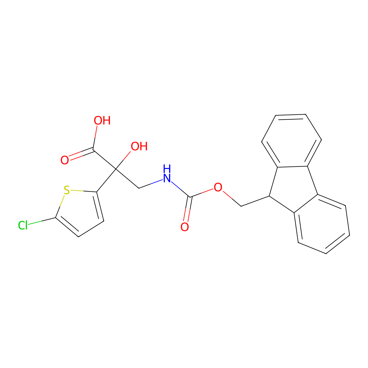 2-(5-chlorothiophen-2-yl)-3-({[(9H-fluoren-9-yl)methoxy]carbonyl}amino)-2-hydroxypropanoic acid molecular structure, CAS 2757959-89-8