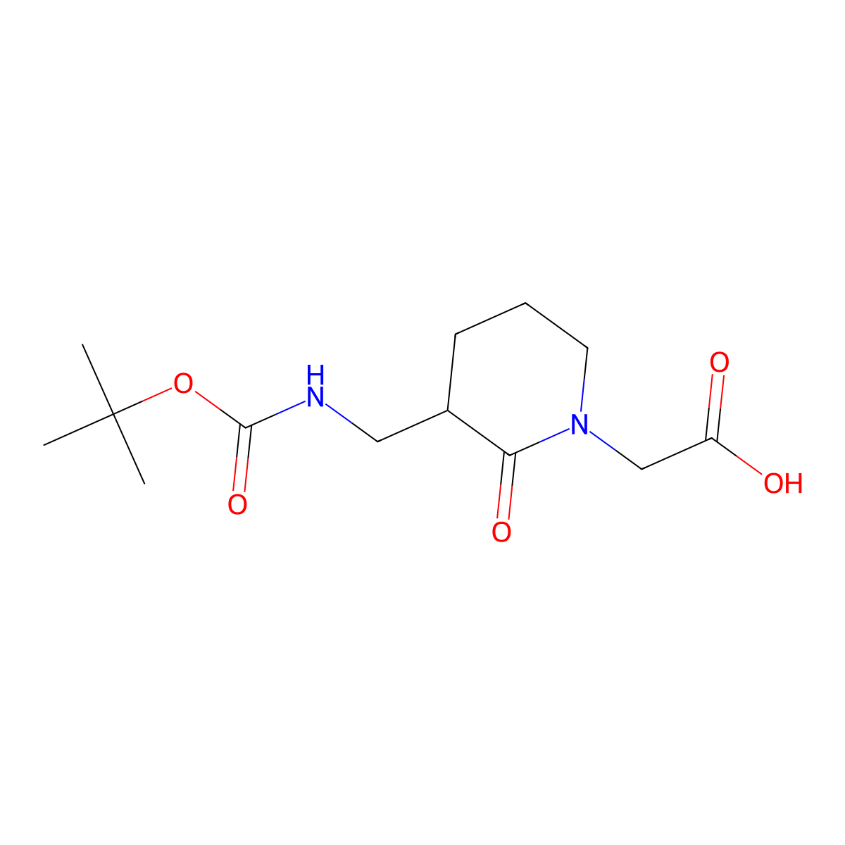 2-[3-({[(Tert-butoxy)carbonyl]amino}methyl)-2-oxopiperidin-1-yl]acetic acid molecular structure, CAS 2757959-94-5