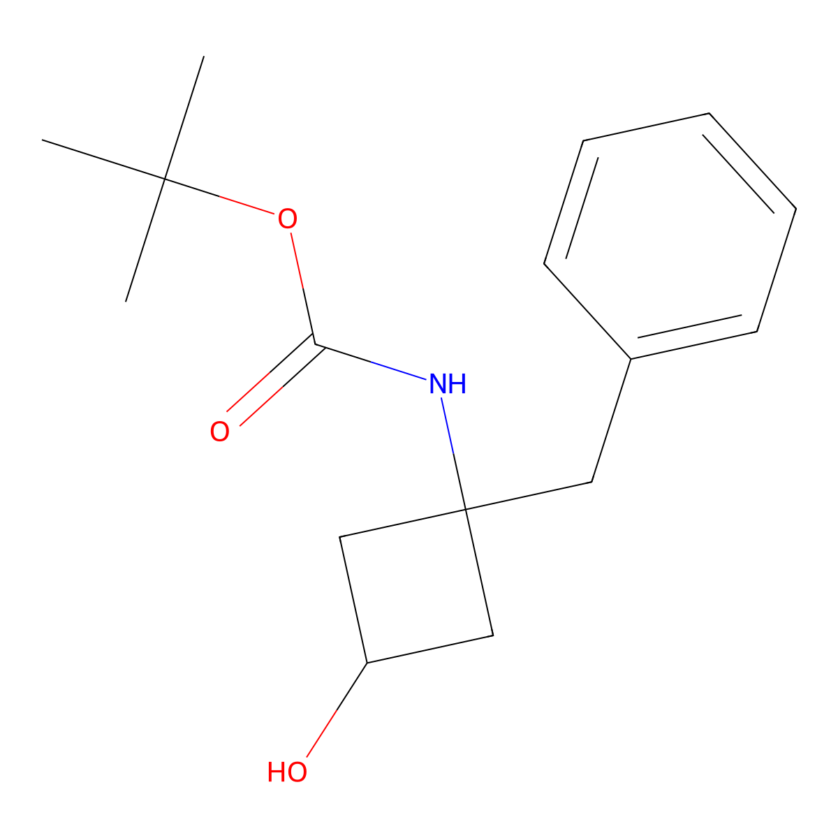 tert-butyl N-(1-benzyl-3-hydroxycyclobutyl)carbamate molecular structure, CAS 2757960-09-9
