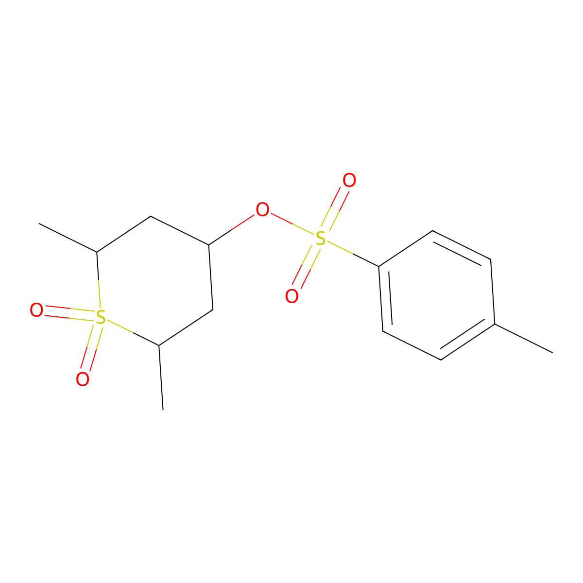 2,6-Dimethyl-1,1-dioxo-1lambda6-thian-4-yl 4-methylbenzene-1-sulfonate molecular structure, CAS 2757961-01-4