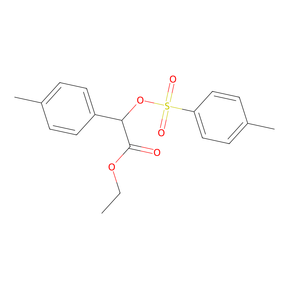 Ethyl 2-[(4-methylbenzenesulfonyl)oxy]-2-(4-methylphenyl)acetate molecular structure, CAS 2757961-08-1