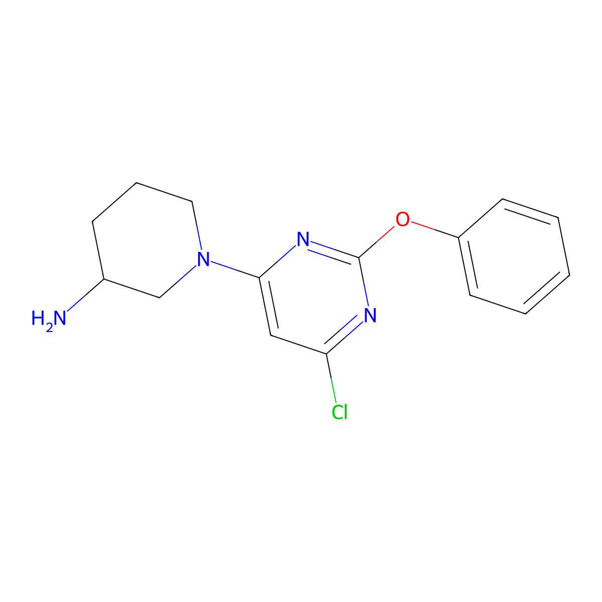 1-(6-Chloro-2-phenoxypyrimidin-4-yl)piperidin-3-amine molecular structure, CAS 2757961-14-9