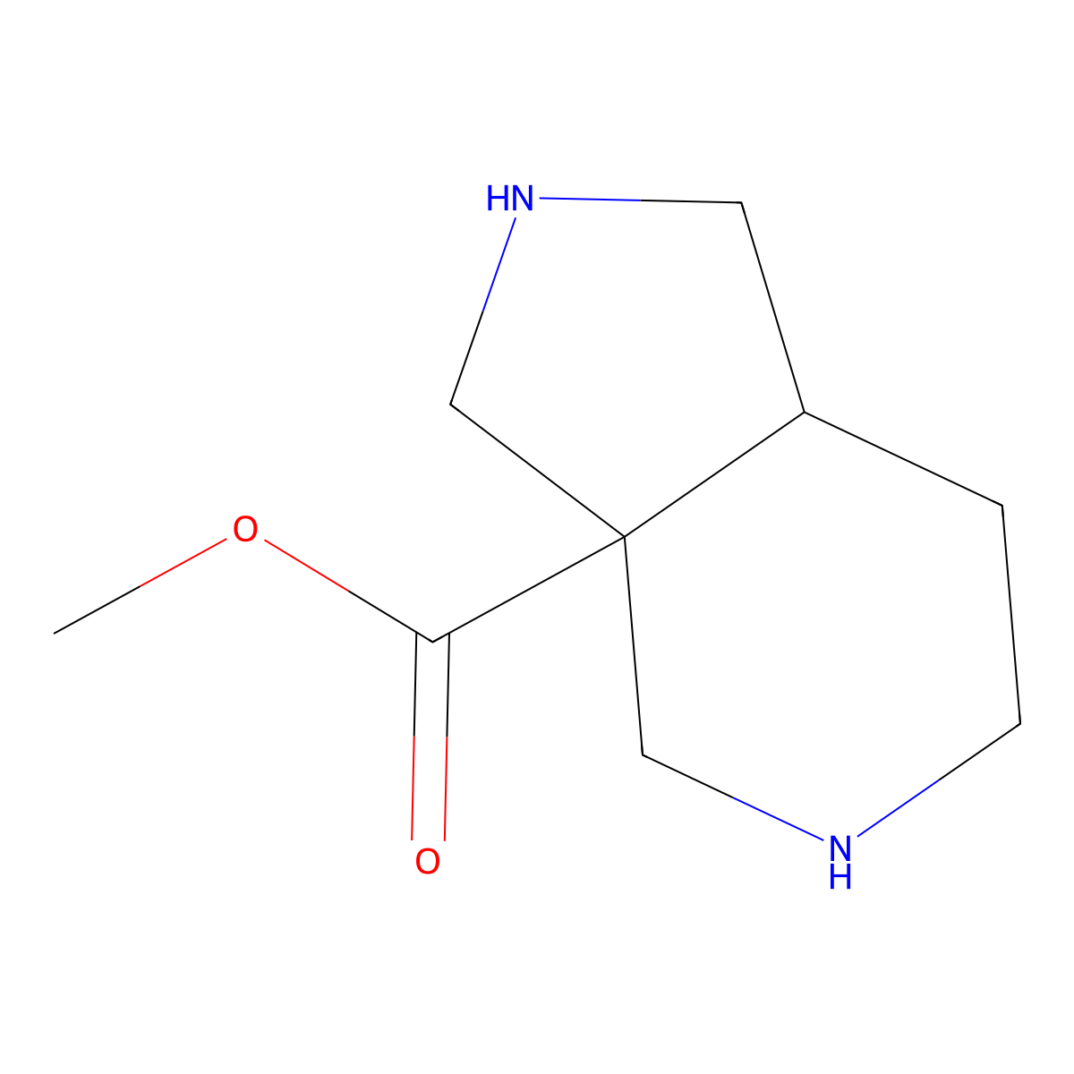 methyl octahydro-1H-pyrrolo[3,4-c]pyridine-3a-carboxylate molecular structure, CAS 2757961-15-0