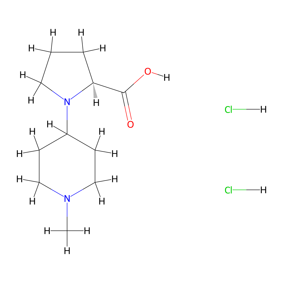 (2S)-1-(1-methylpiperidin-4-yl)pyrrolidine-2-carboxylicaciddihydrochloride molecular structure, CAS 2757961-30-9