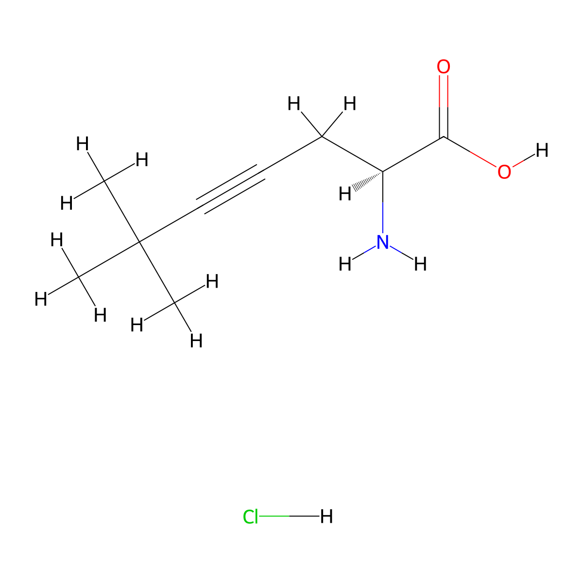 (2S)-2-amino-6,6-dimethylhept-4-ynoicacidhydrochloride molecular structure, CAS 2757961-43-4
