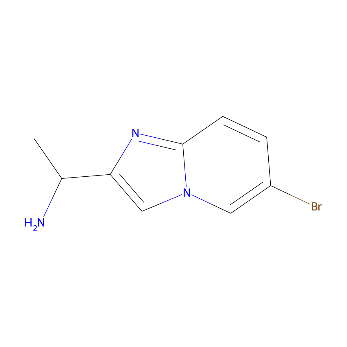 (1S)-1-(6-bromoimidazo(1,2-a)pyridin-2-yl)ethan-1-amine molecular structure, CAS 2757961-50-3