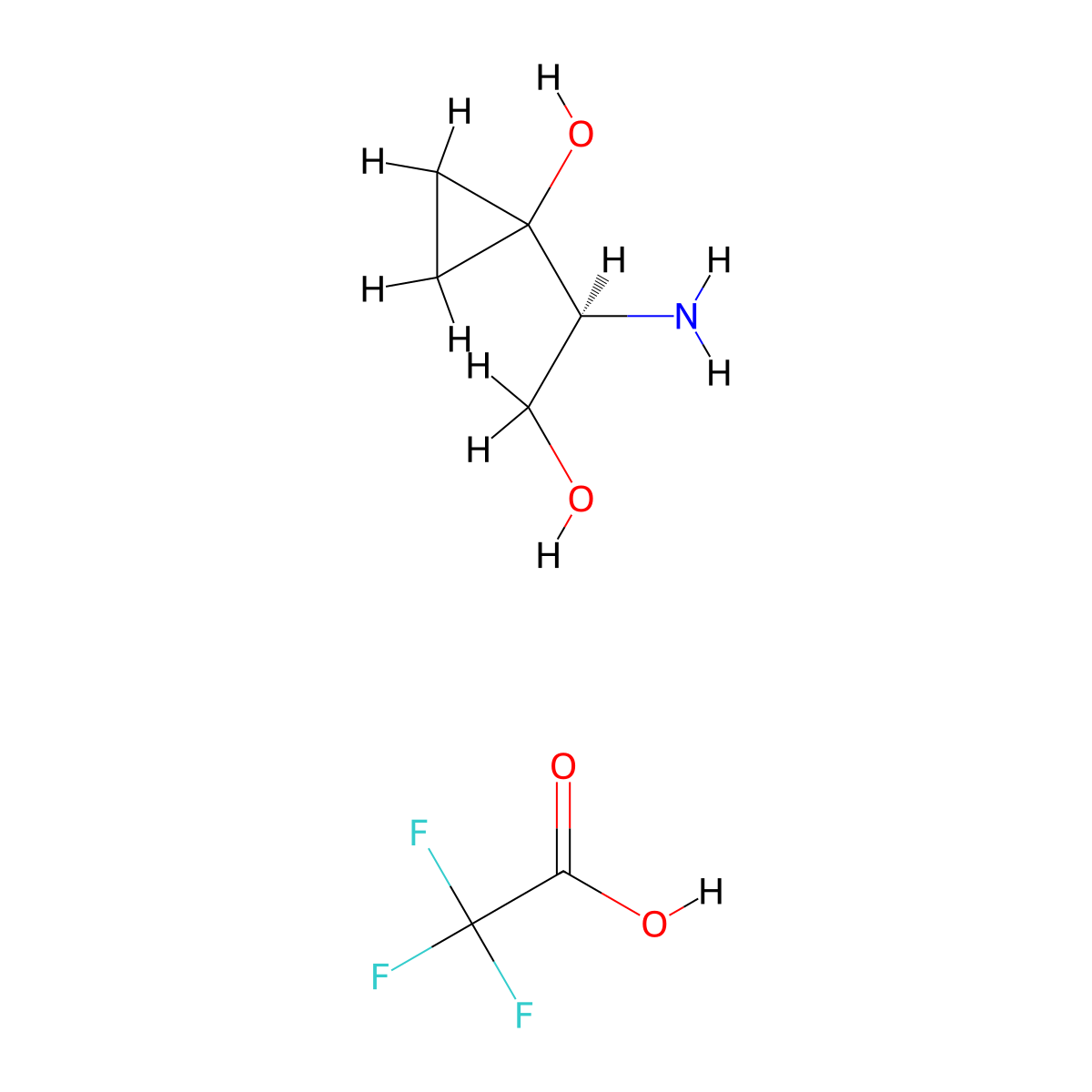1-[(1S)-1-amino-2-hydroxyethyl]cyclopropan-1-ol; trifluoroacetic acid molecular structure, CAS 2757961-51-4