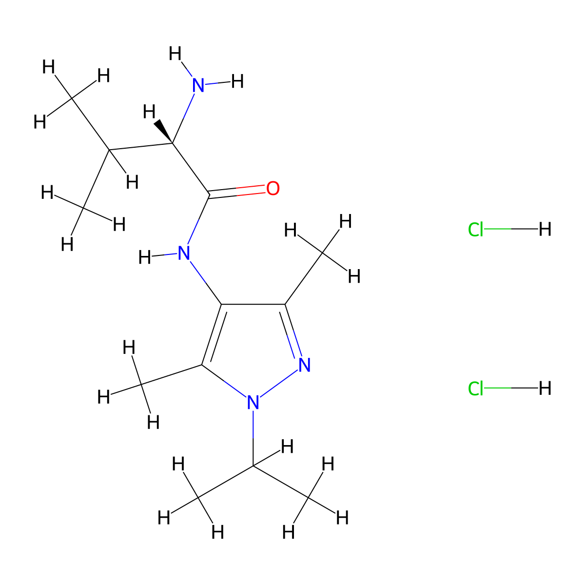 (2S)-2-amino-N-[3,5-dimethyl-1-(propan-2-yl)-1H-pyrazol-4-yl]-3-methylbutanamide dihydrochloride molecular structure, CAS 2757961-53-6