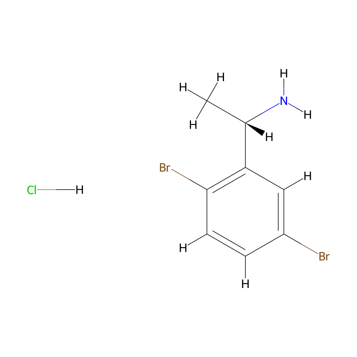 (1S)-1-(2,5-dibromophenyl)ethan-1-amine hydrochloride molecular structure, CAS 2757961-59-2
