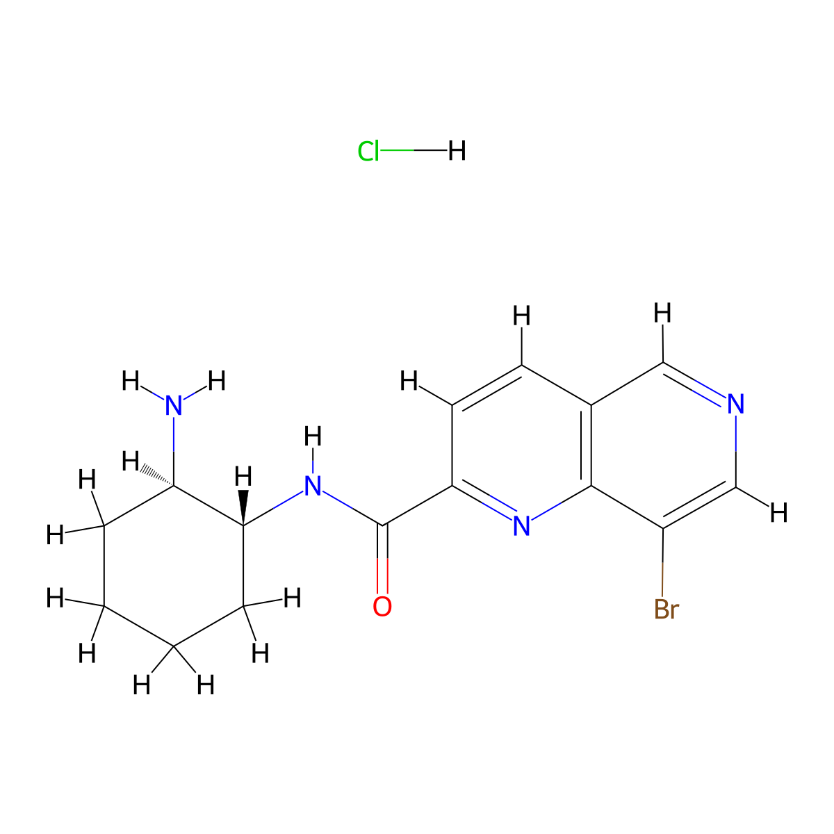 N-[(1R,2R)-2-aminocyclohexyl]-8-bromo-1,6-naphthyridine-2-carboxamidehydrochloride molecular structure, CAS 2757961-60-5