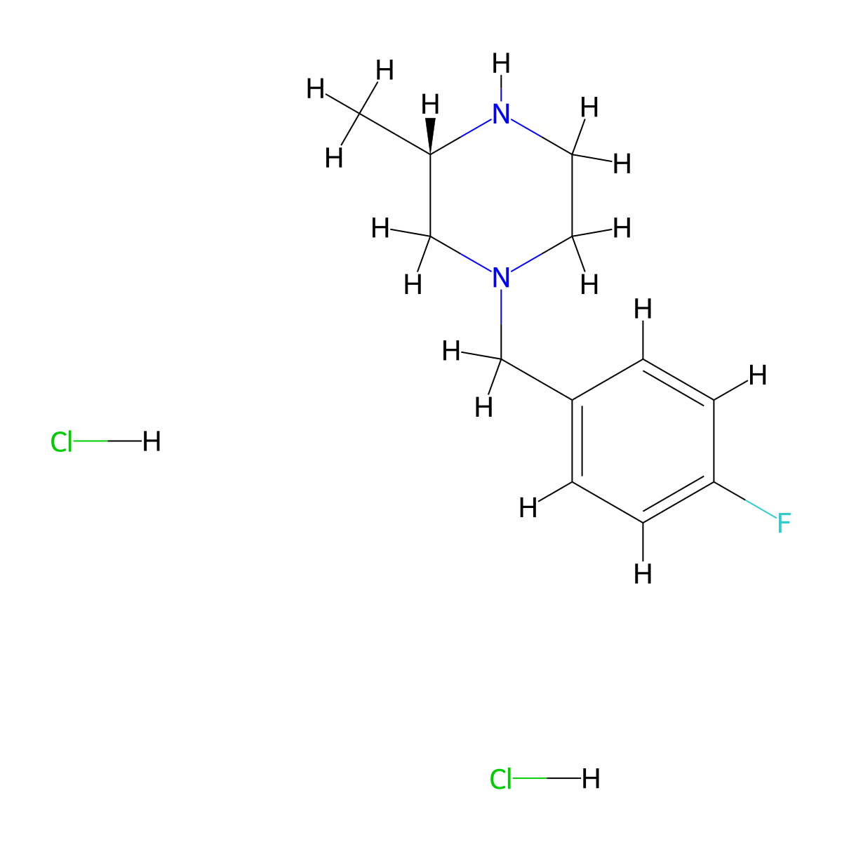 (3S)-1-[(4-fluorophenyl)methyl]-3-methylpiperazine dihydrochloride molecular structure, CAS 2757961-64-9