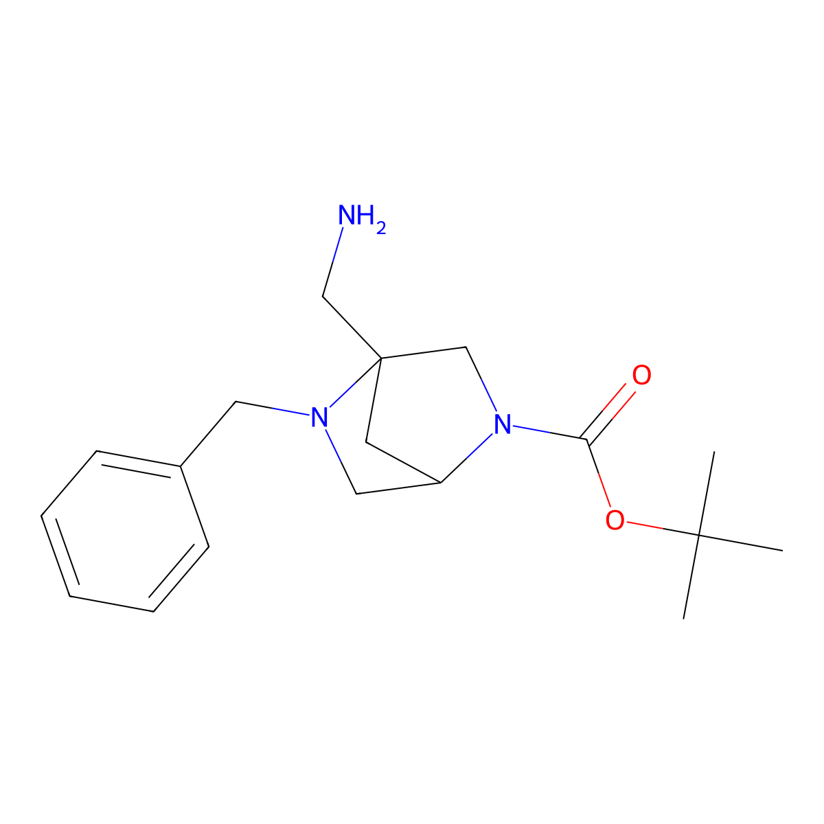 tert-butyl (1S,4R)-4-(aminomethyl)-5-benzyl-2,5-diazabicyclo[2.2.1]heptane-2-carboxylate molecular structure, CAS 2757961-67-2