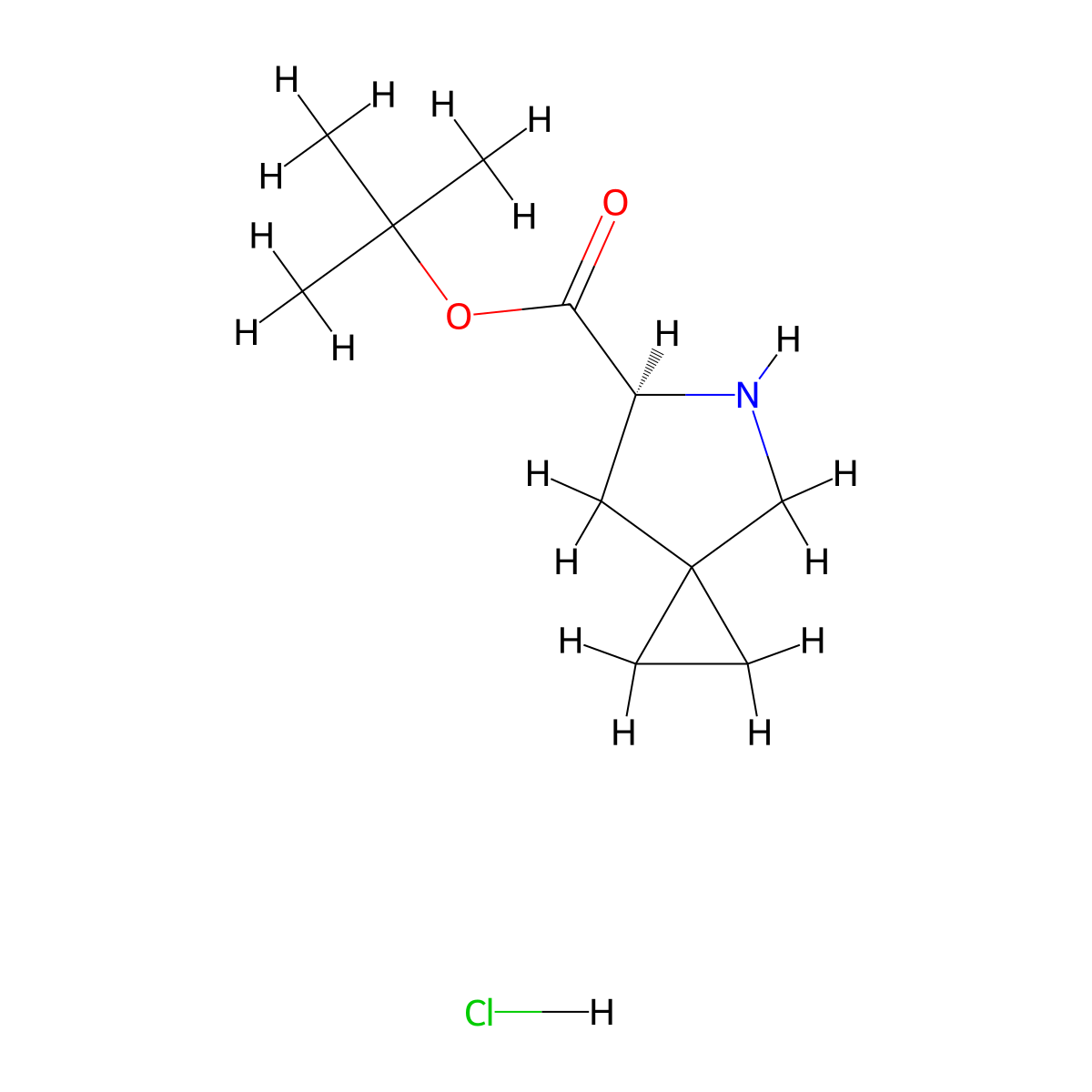 tert-butyl (6S)-5-azaspiro[2.4]heptane-6-carboxylate hydrochloride molecular structure, CAS 2757961-68-3