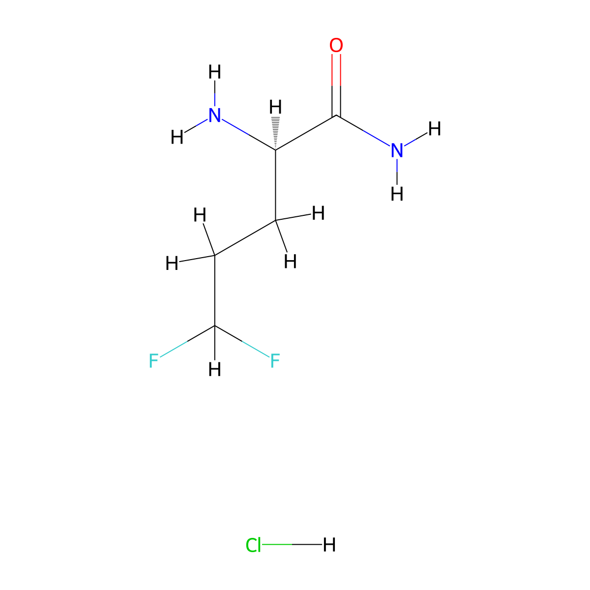 (2R)-2-amino-5,5-difluoropentanamide hydrochloride molecular structure, CAS 2757961-69-4