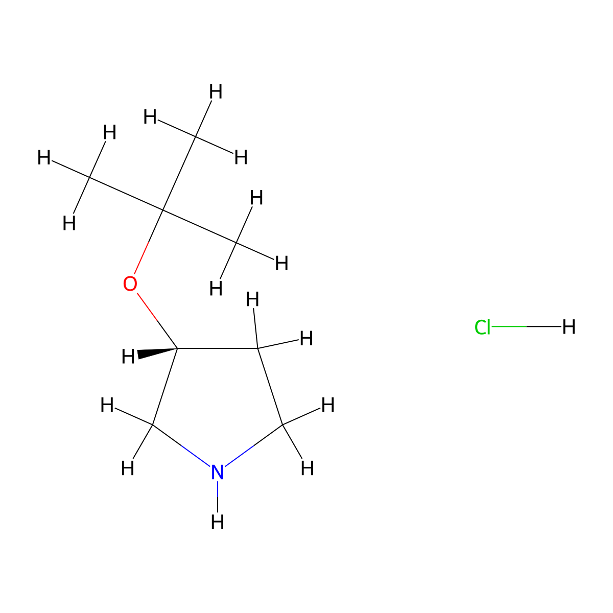 (3R)-3-(tert-butoxy)pyrrolidine hydrochloride molecular structure, CAS 2757961-73-0
