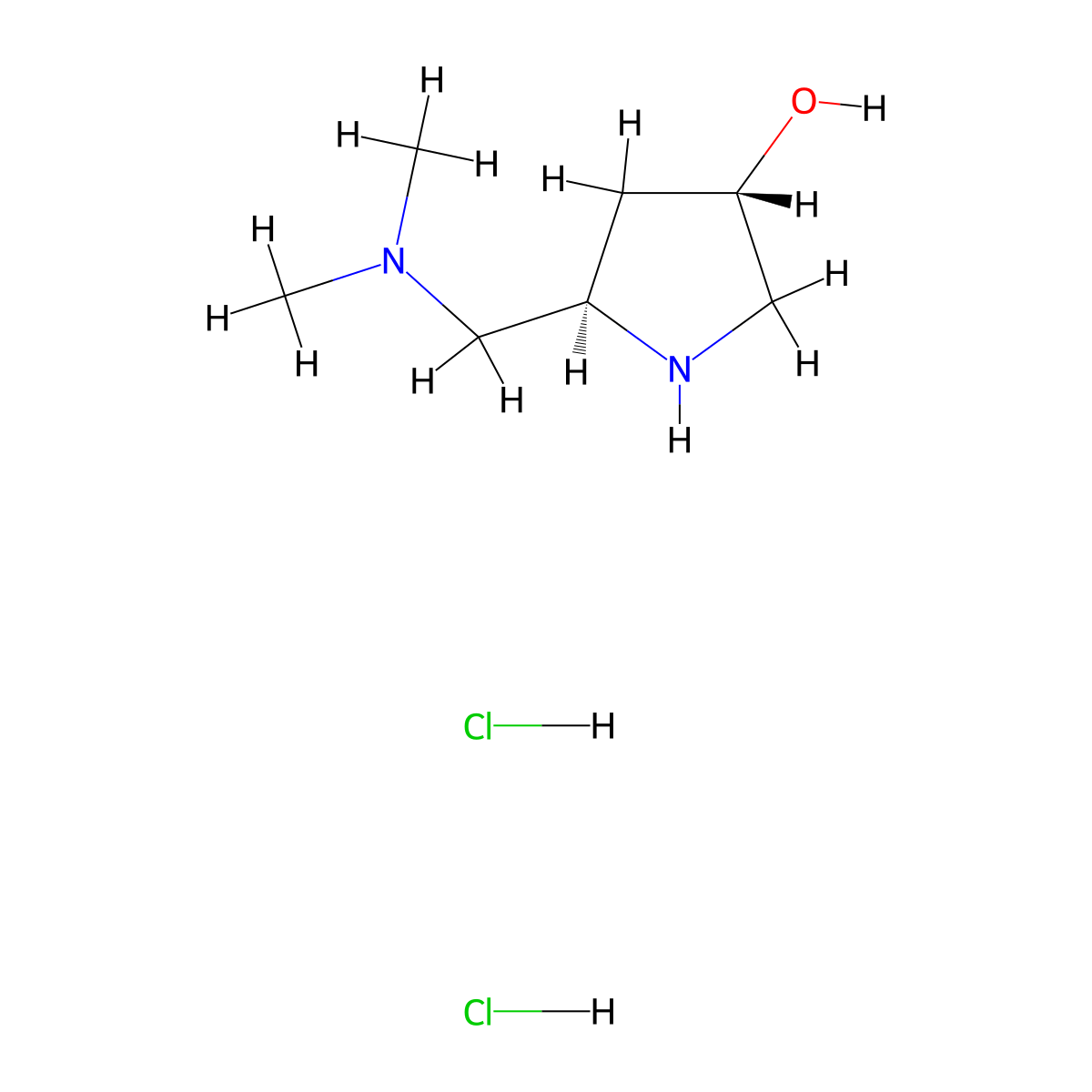 (3S,5R)-5-((dimethylamino)methyl)pyrrolidin-3-ol dihydrochloride molecular structure, CAS 2757961-74-1
