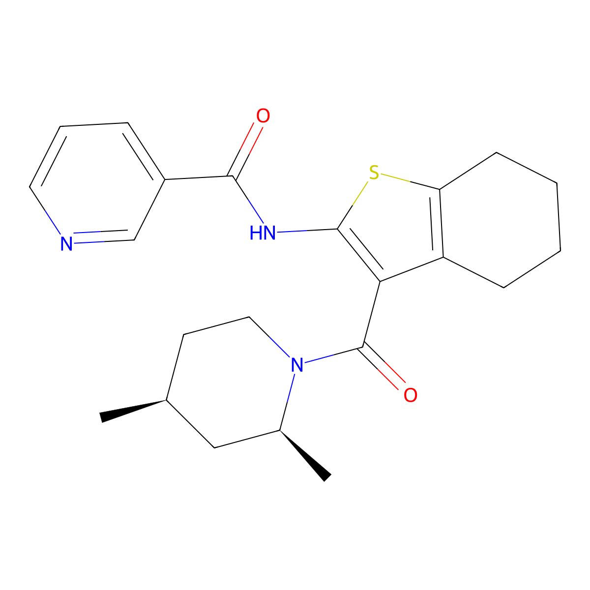 N-{3-[(2S,4S)-2,4-dimethylpiperidine-1-carbonyl]-4,5,6,7-tetrahydro-1-benzothiophen-2-yl}pyridine-3-carboxamide molecular structure, CAS 2757961-76-3