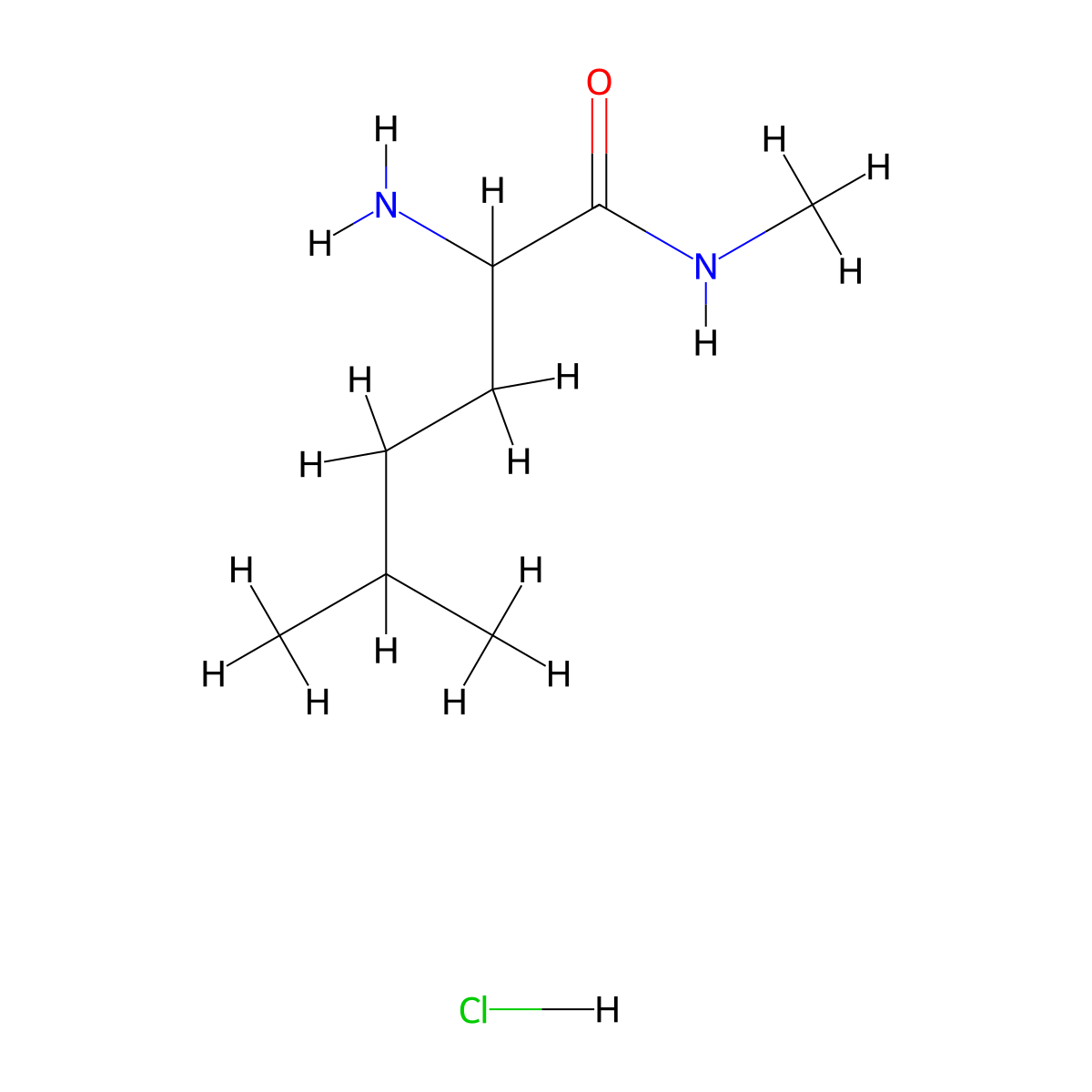 2-amino-N,5-dimethylhexanamide hydrochloride molecular structure, CAS 2757999-62-3