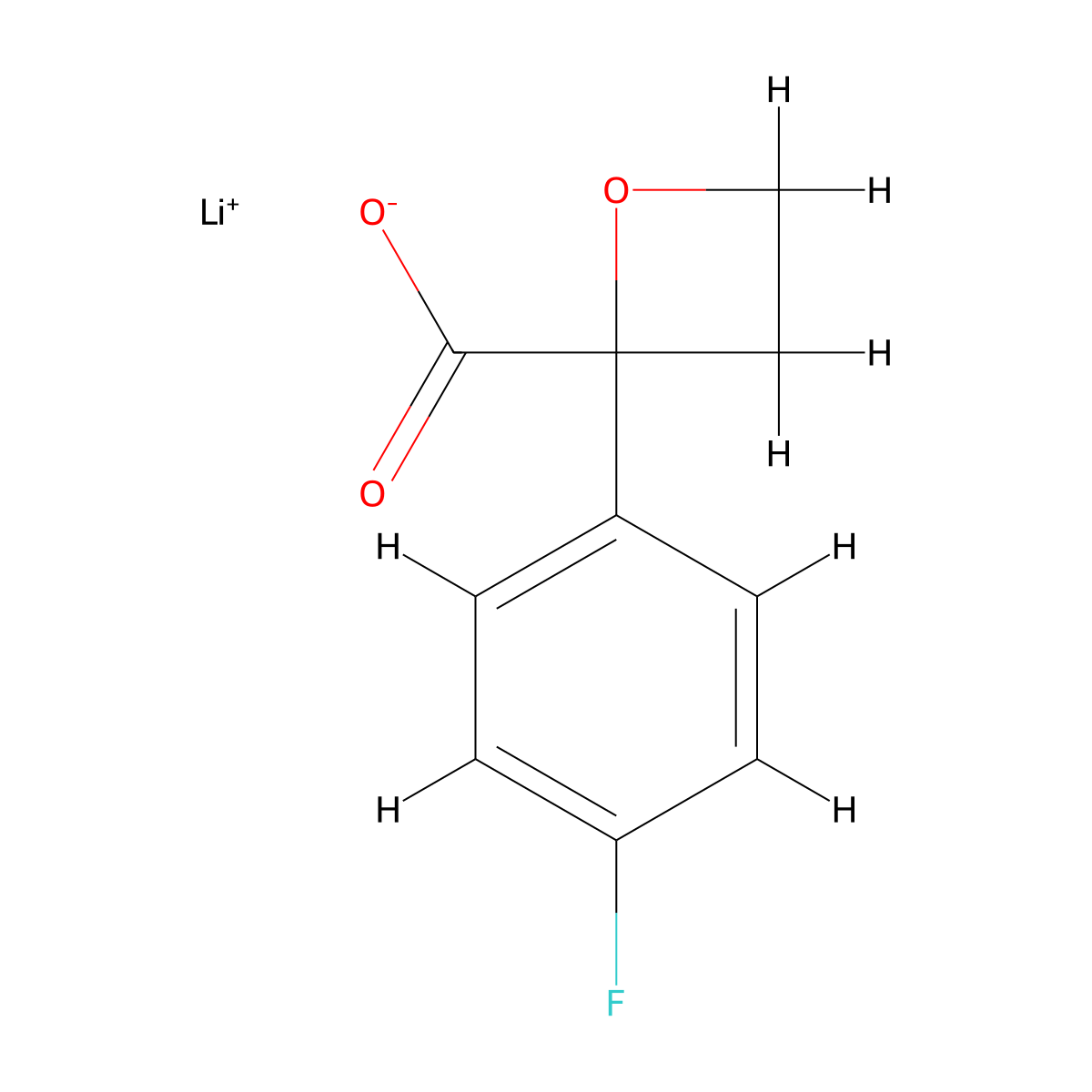 Lithium(1+) 2-(4-fluorophenyl)oxetane-2-carboxylate molecular structure, CAS 2757999-65-6