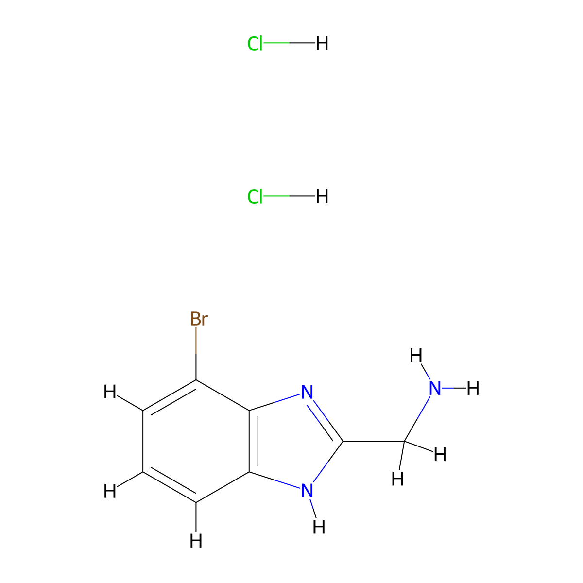 1-(4-bromo-1H-1,3-benzodiazol-2-yl)methanamine dihydrochloride molecular structure, CAS 2757999-68-9