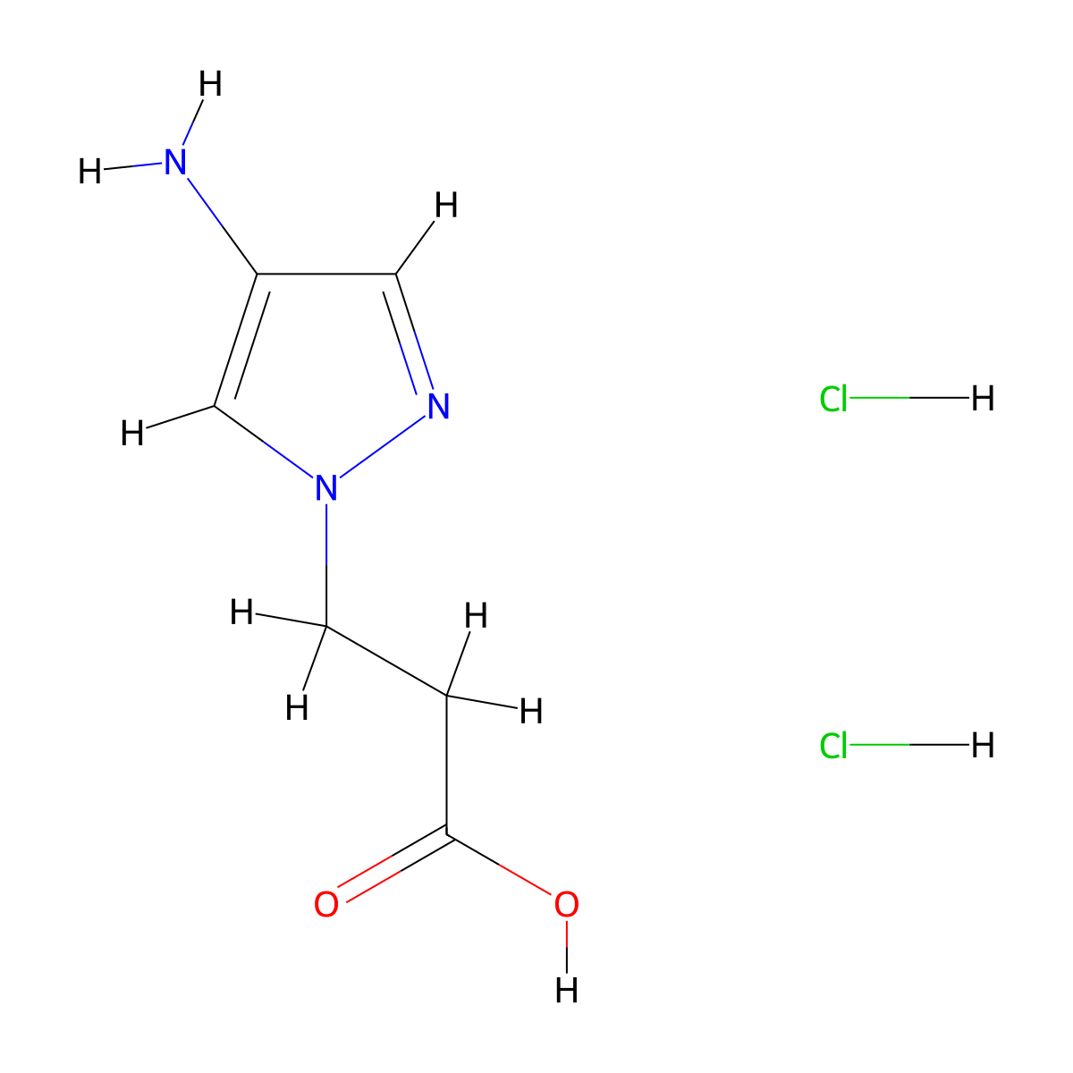 3-(4-amino-1H-pyrazol-1-yl)propanoic acid dihydrochloride molecular structure, CAS 2757999-69-0