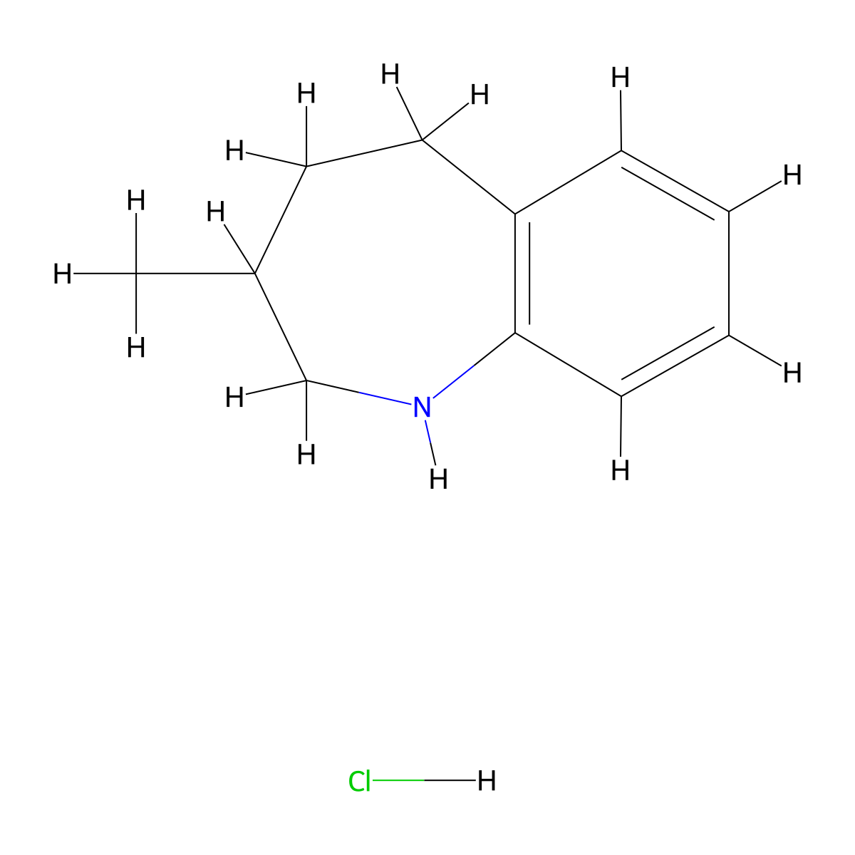 3-methyl-2,3,4,5-tetrahydro-1H-1-benzazepine hydrochloride molecular structure, CAS 2757999-73-6