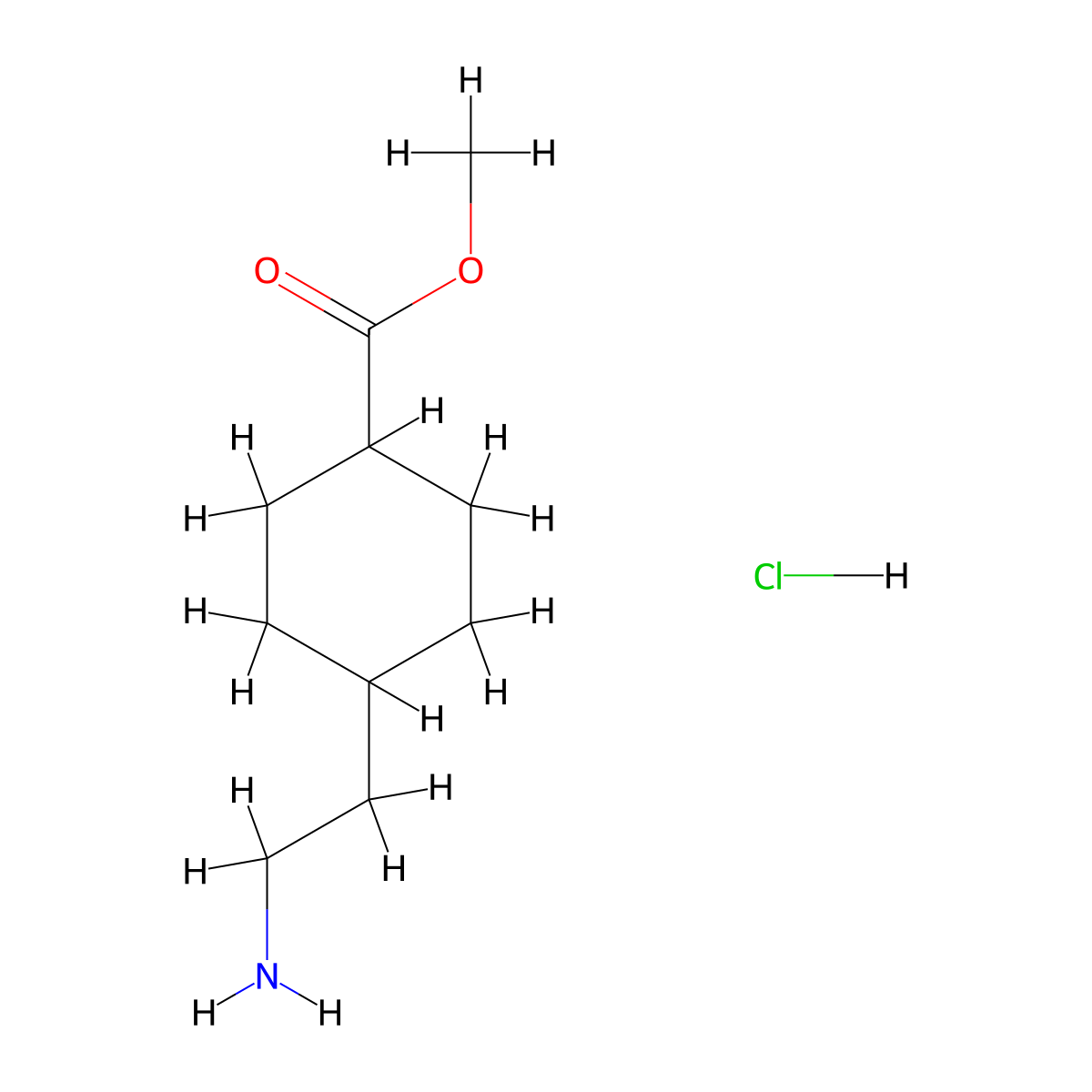 Methyl 4-(2-aminoethyl)cyclohexane-1-carboxylate hydrochloride molecular structure, CAS 2757999-77-0