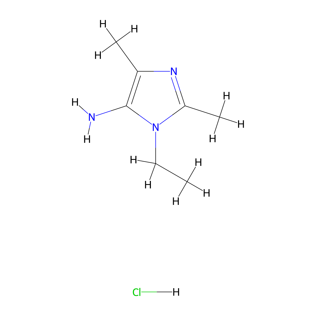 1-ethyl-2,4-dimethyl-1H-imidazol-5-amine hydrochloride molecular structure, CAS 2757999-80-5