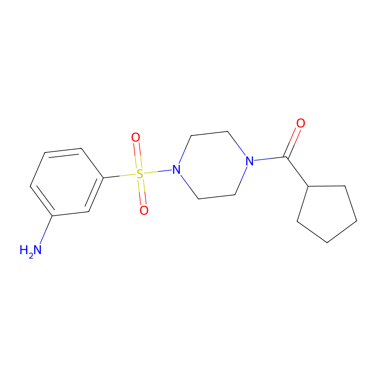 3-[(4-Cyclopentanecarbonylpiperazin-1-yl)sulfonyl]aniline molecular structure, CAS 2757999-82-7