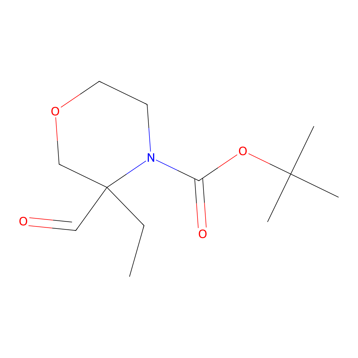 Tert-butyl 3-ethyl-3-formylmorpholine-4-carboxylate molecular structure, CAS 2757999-96-3