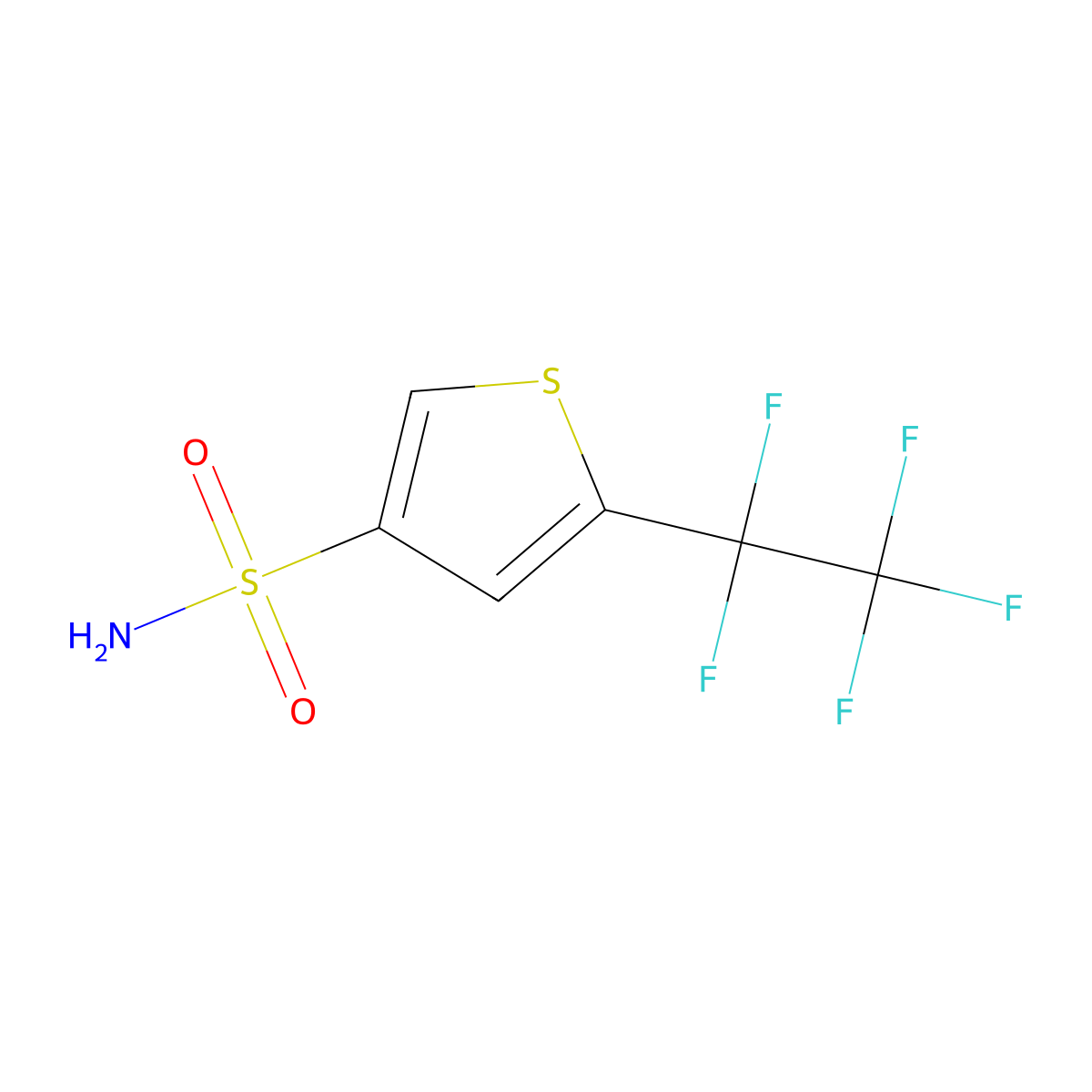 5-(1,1,2,2,2-Pentafluoroethyl)thiophene-3-sulfonamide molecular structure, CAS 2757999-97-4