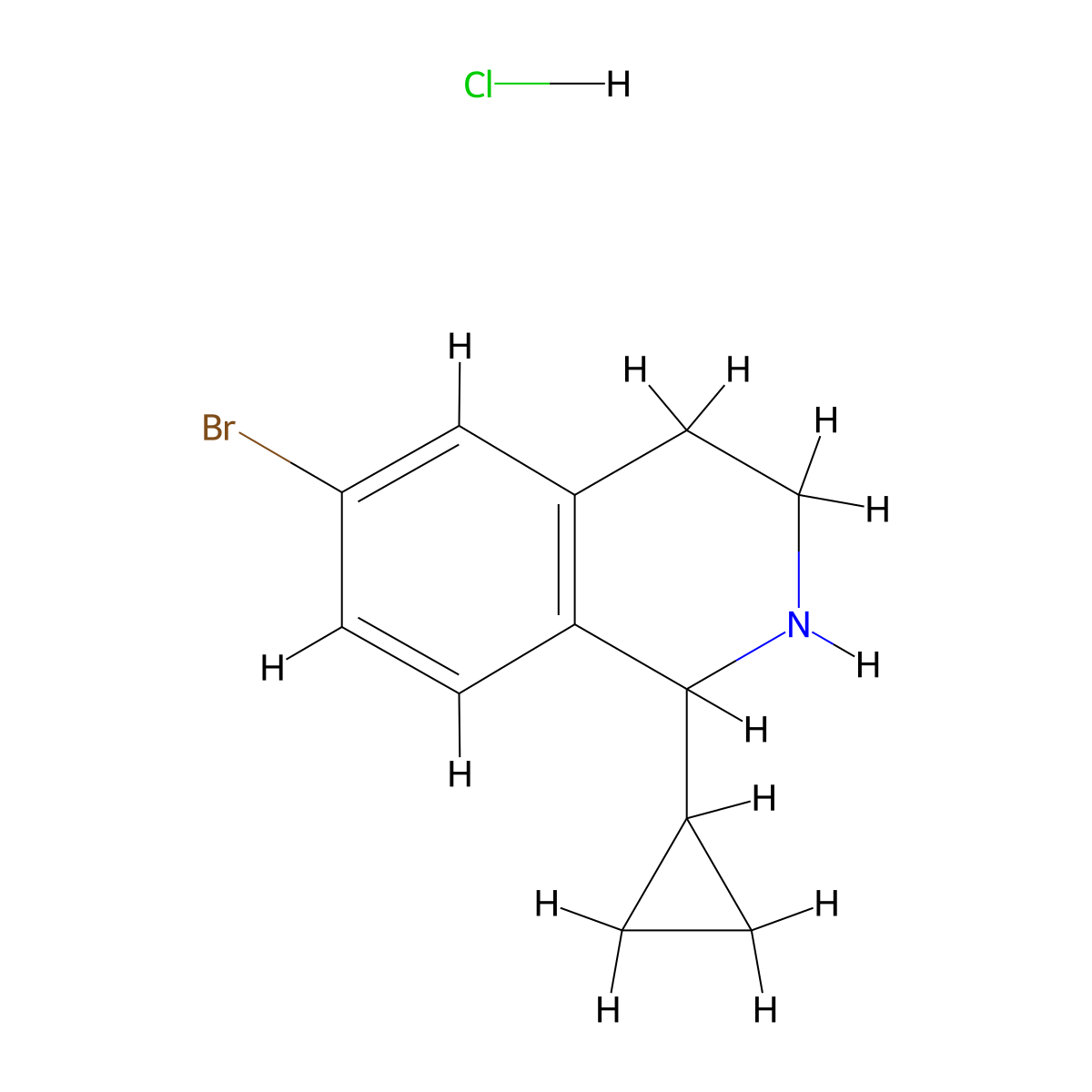 6-Bromo-1-cyclopropyl-1,2,3,4-tetrahydroisoquinoline hydrochloride molecular structure, CAS 2757999-98-5