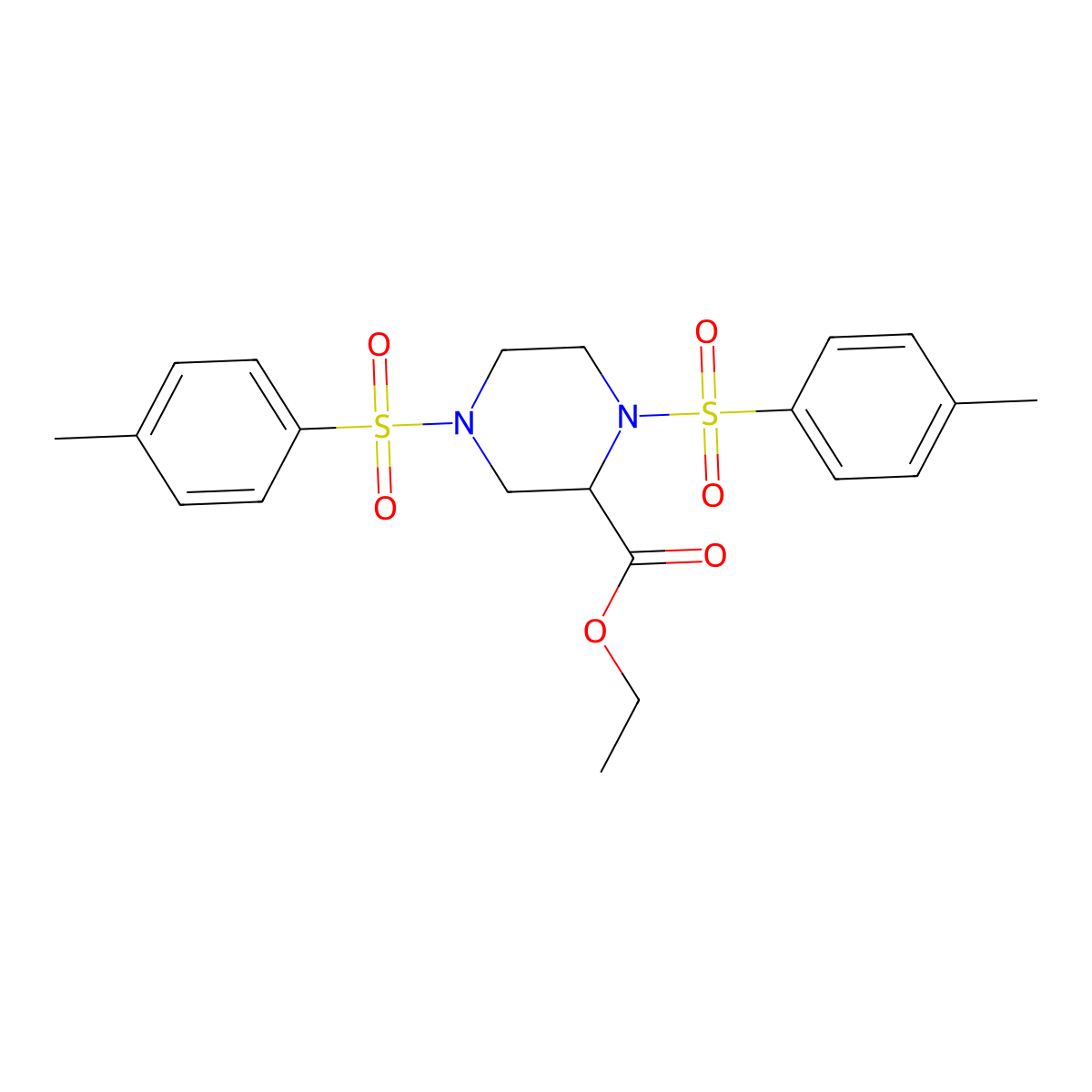 Ethyl 1,4-bis[(4-methylphenyl)sulfonyl]-2-piperazinecarboxylate molecular structure, CAS 2758-80-7