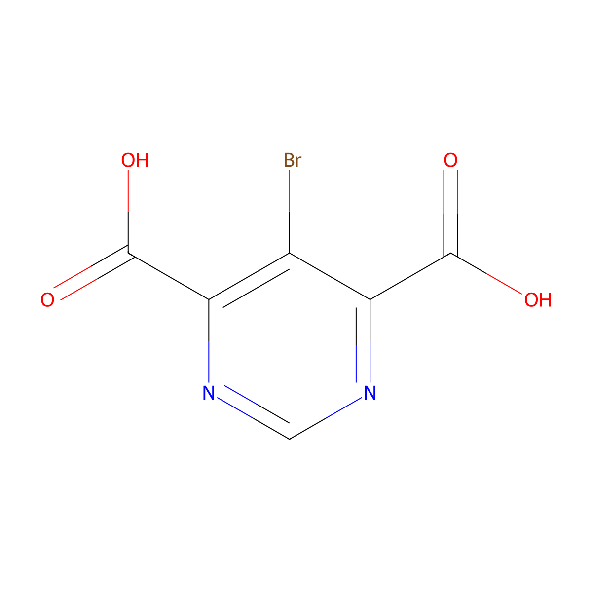 5-Bromopyrimidine-4,6-dicarboxylic acid molecular structure, CAS 2758000-00-7