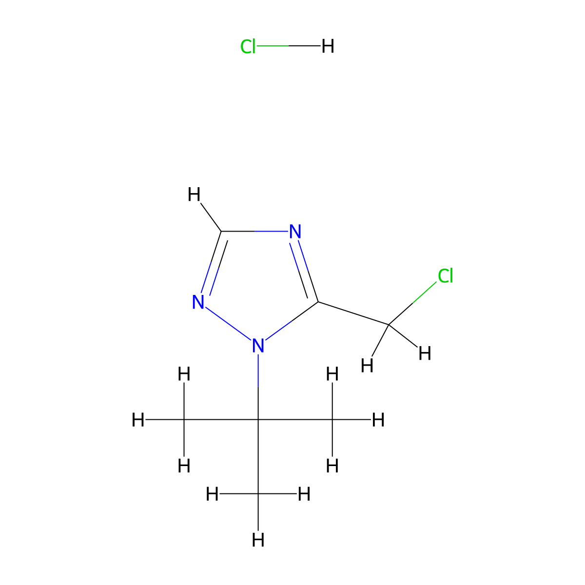 1-tert-butyl-5-(chloromethyl)-1H-1,2,4-triazole hydrochloride molecular structure, CAS 2758000-05-2