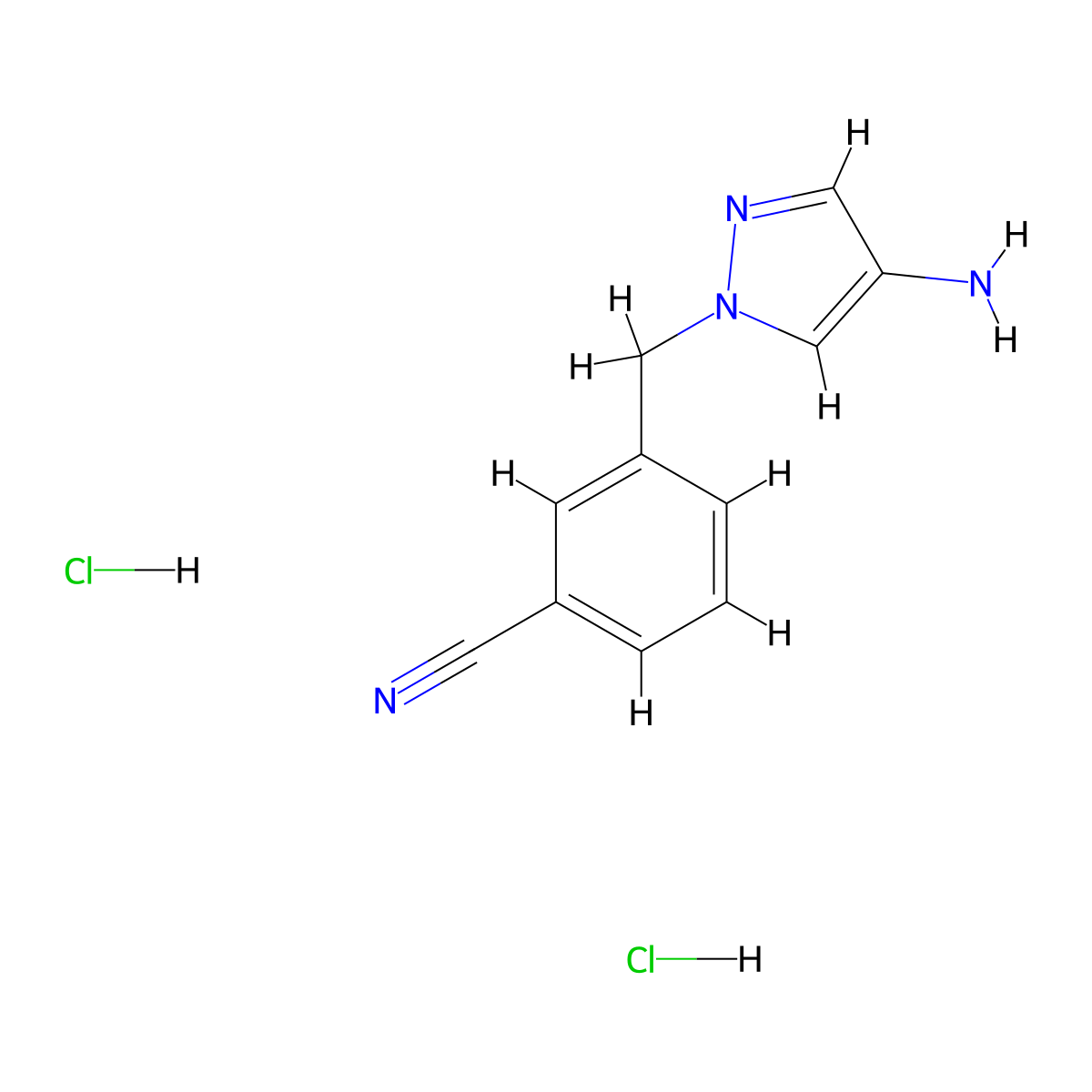 3-[(4-amino-1H-pyrazol-1-yl)methyl]benzonitrile dihydrochloride molecular structure, CAS 2758000-07-4