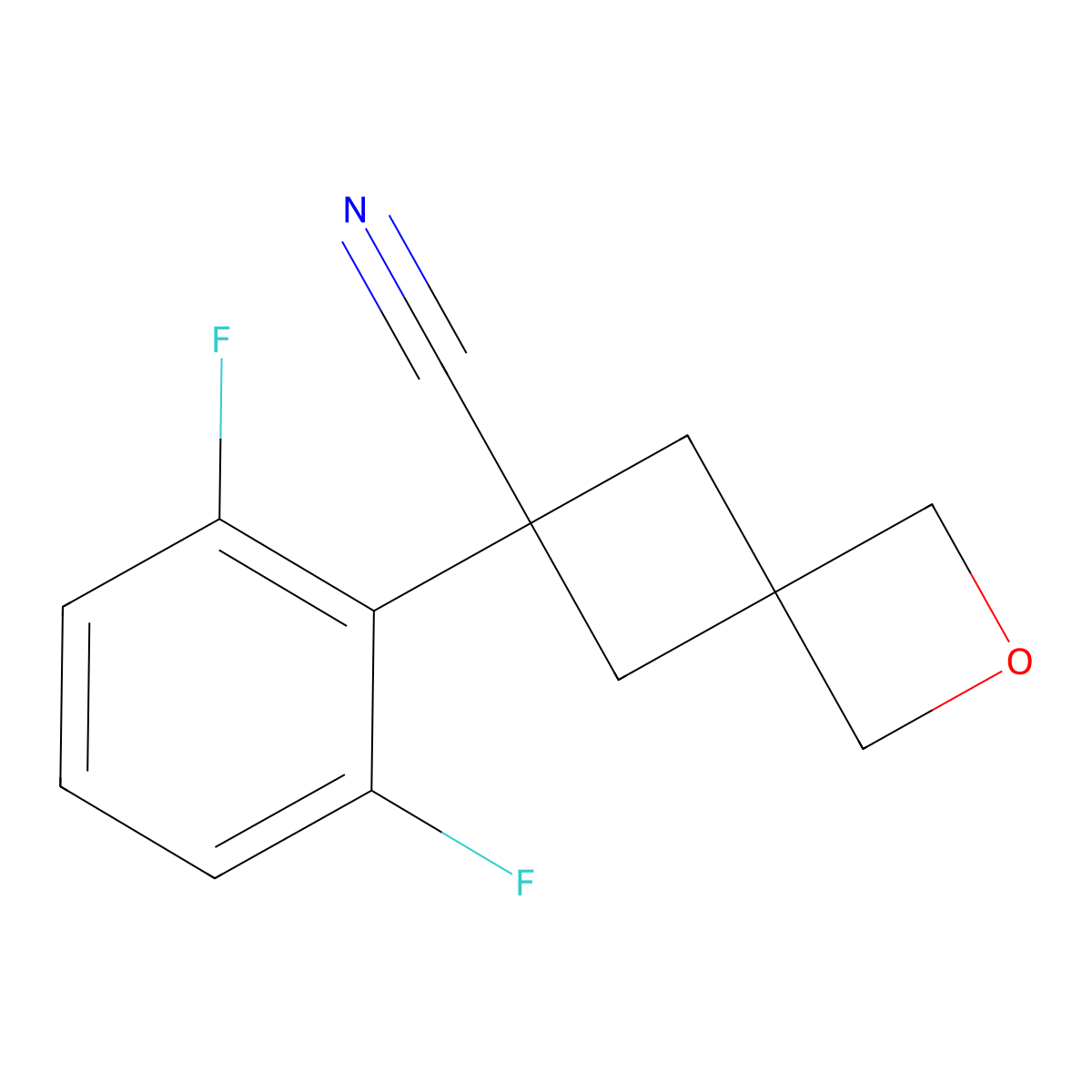 6-(2,6-Difluorophenyl)-2-oxaspiro[3.3]heptane-6-carbonitrile molecular structure, CAS 2758000-08-5